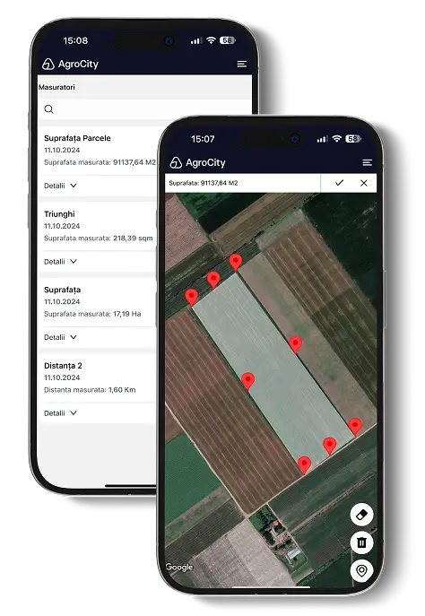 Ecran aplicație AgroCity Măsoară Teren